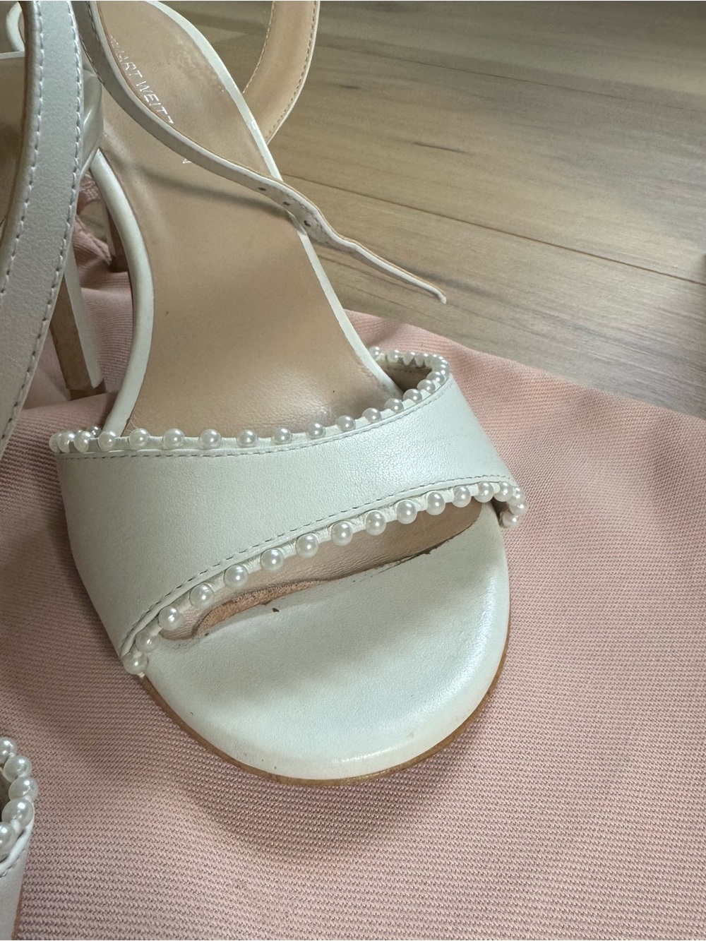 Stuart Weitzman Marilyn Pearl Sandal 75 Bridal Heels White Size 6.5 - Picture 5 of 11
